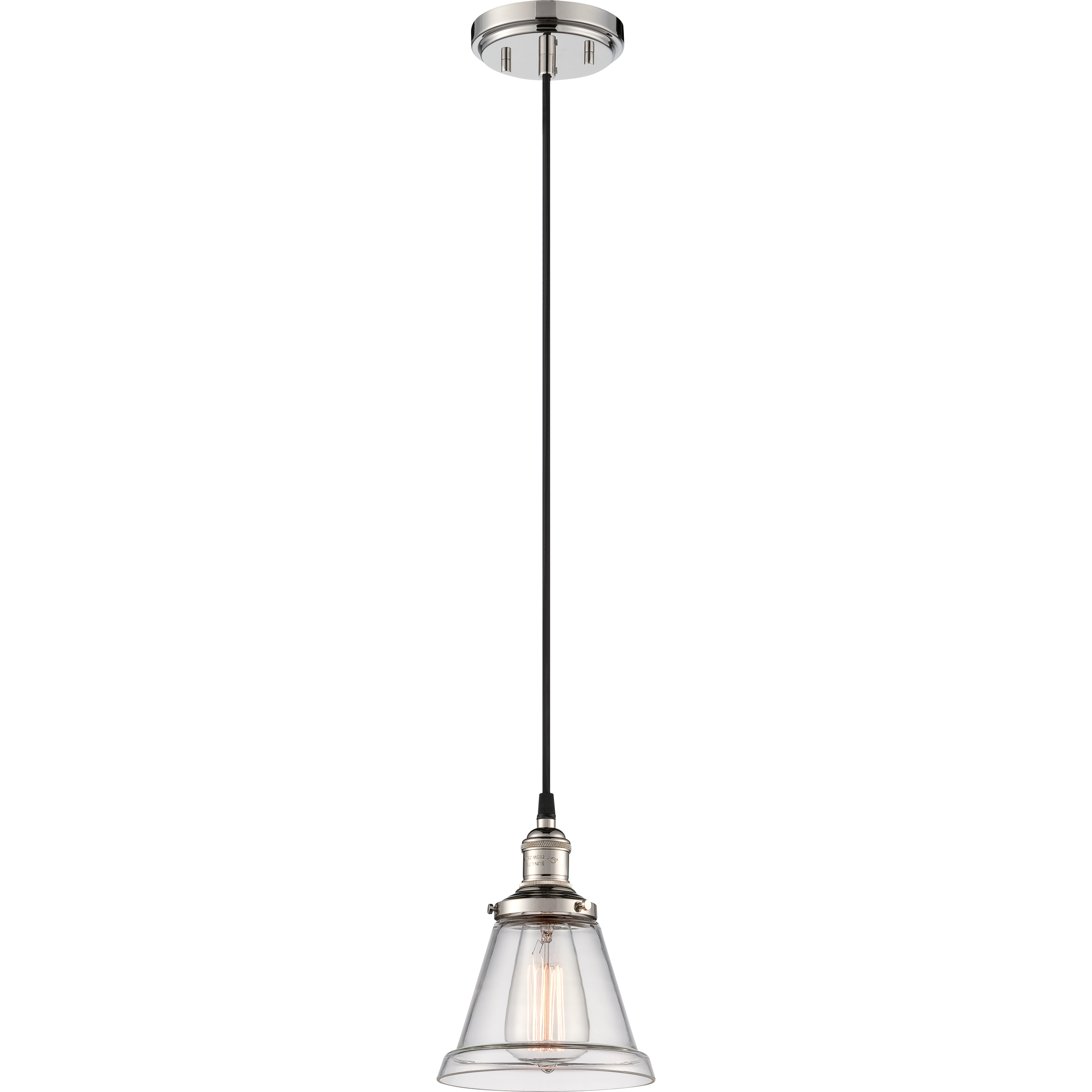 Vintage 1 Light 6.5 inch Polished Nickel Pendant Ceiling Light