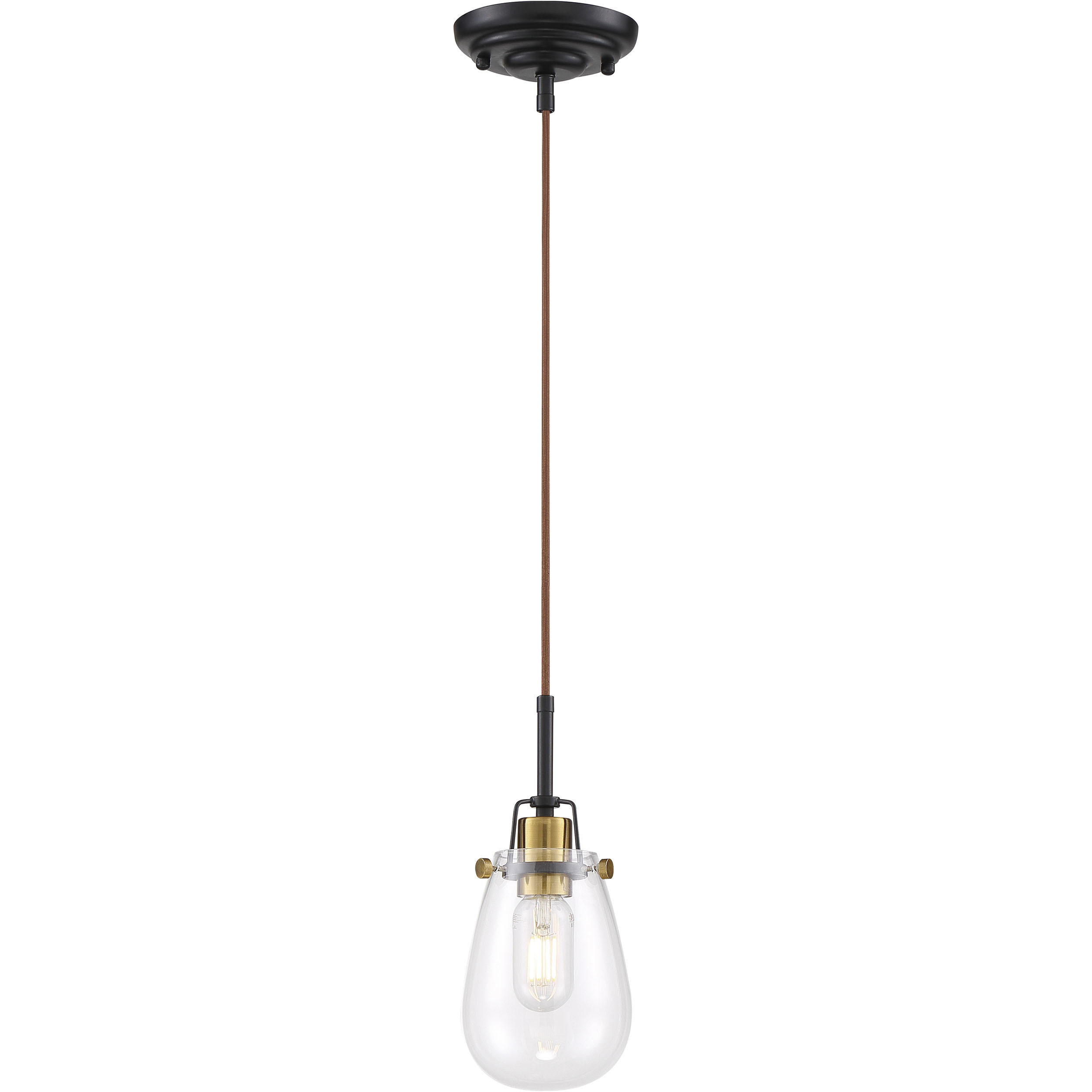 Toleo 1 Light 4.75 inch Black and Vintage Brass Accents Mini Pendant Ceiling Light
