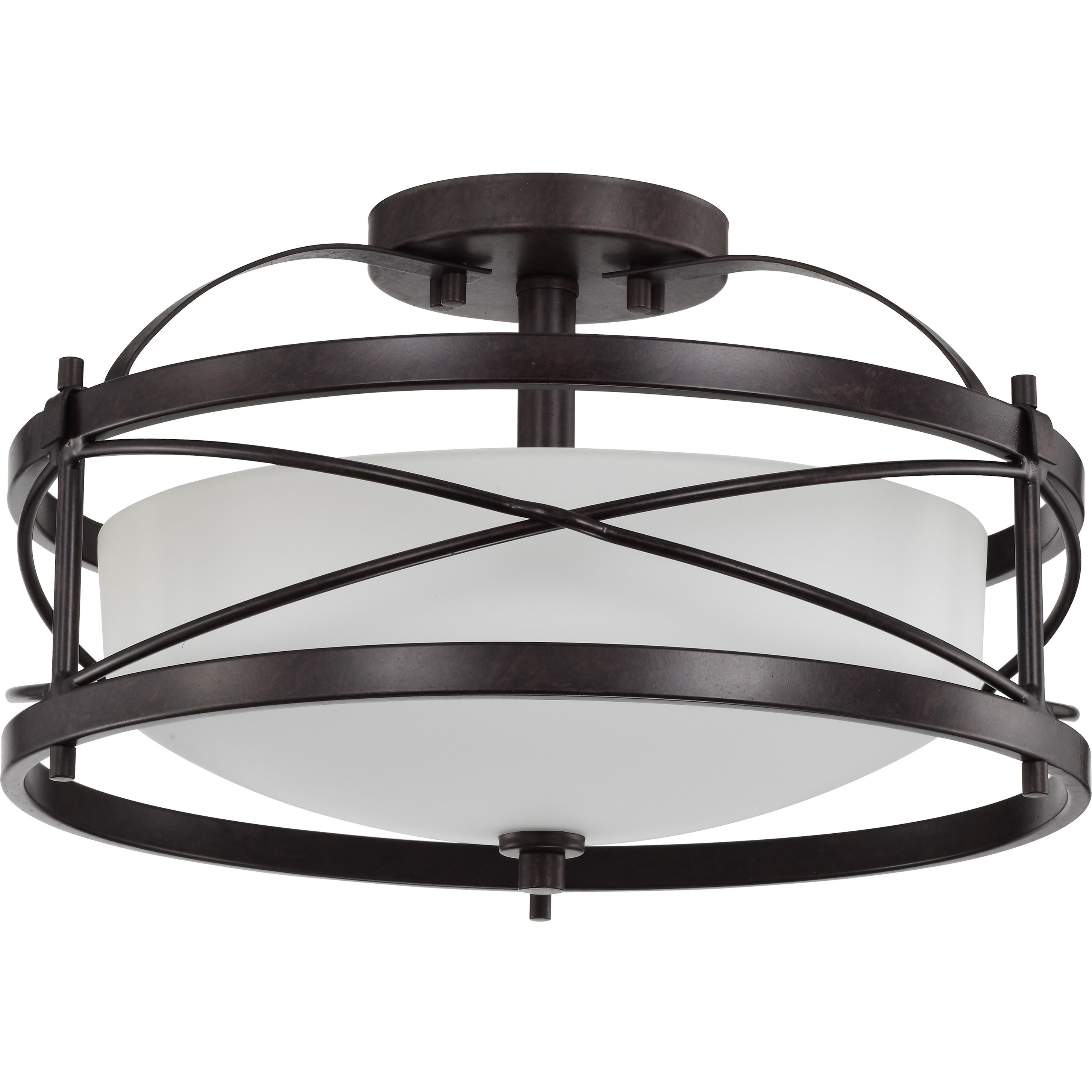 Ginger 2 Light 14 inch Old Bronze Semi Flush Mount Ceiling Light