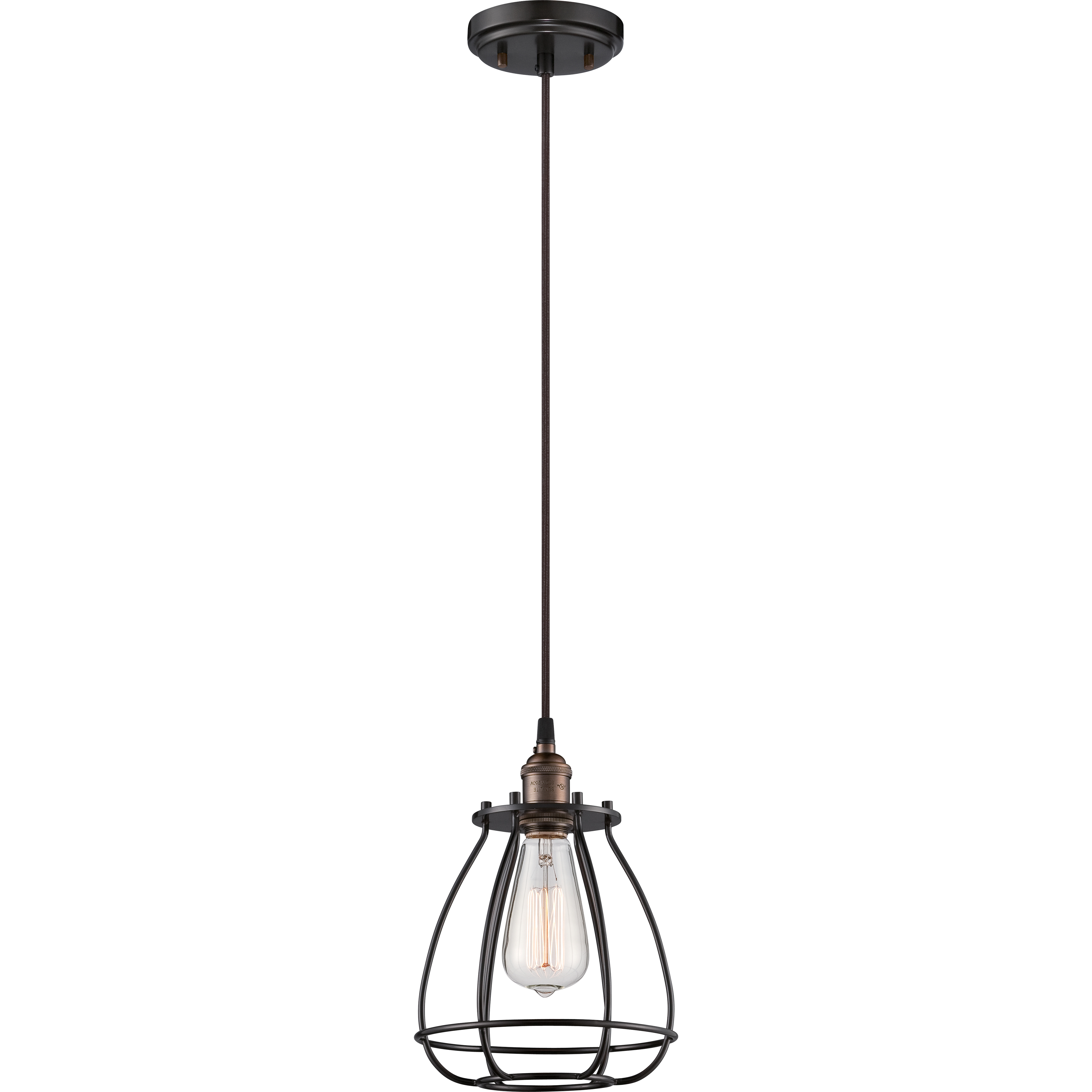 Vintage 1 Light 7.38 inch Rustic Bronze Pendant Ceiling Light