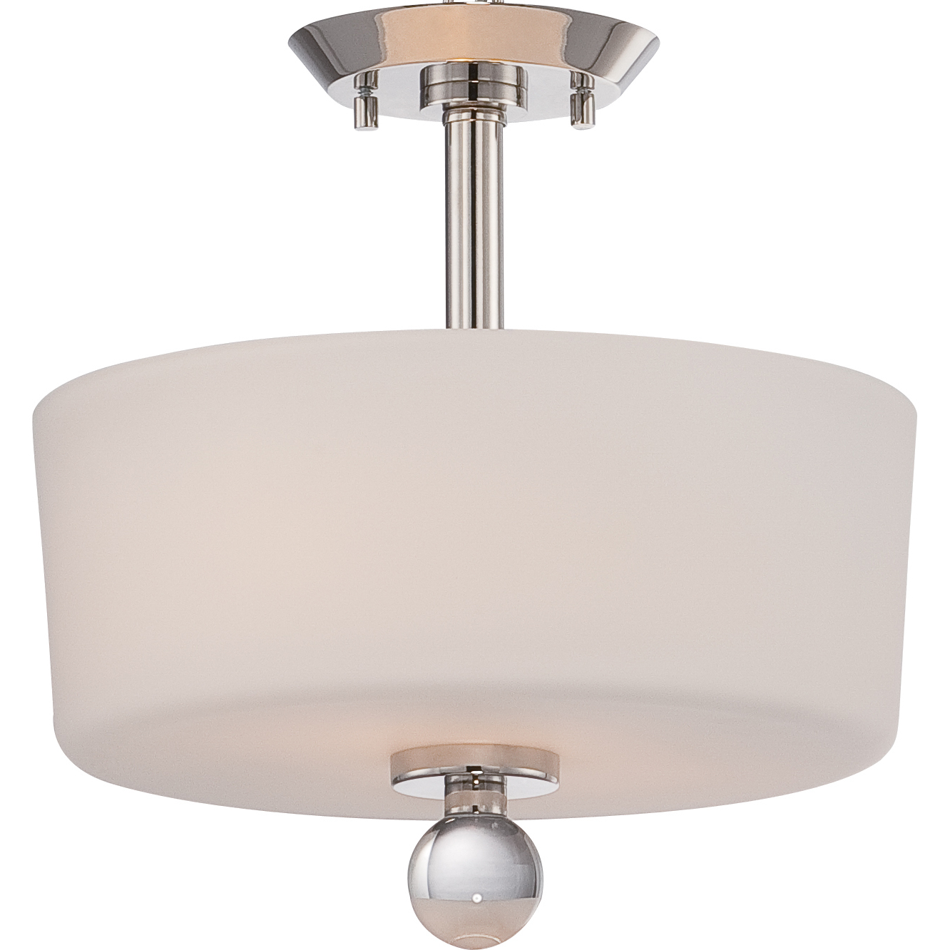 Connie 2 Light 13 inch Polished Nickel and Satin White Semi Flush Mount Ceiling Light