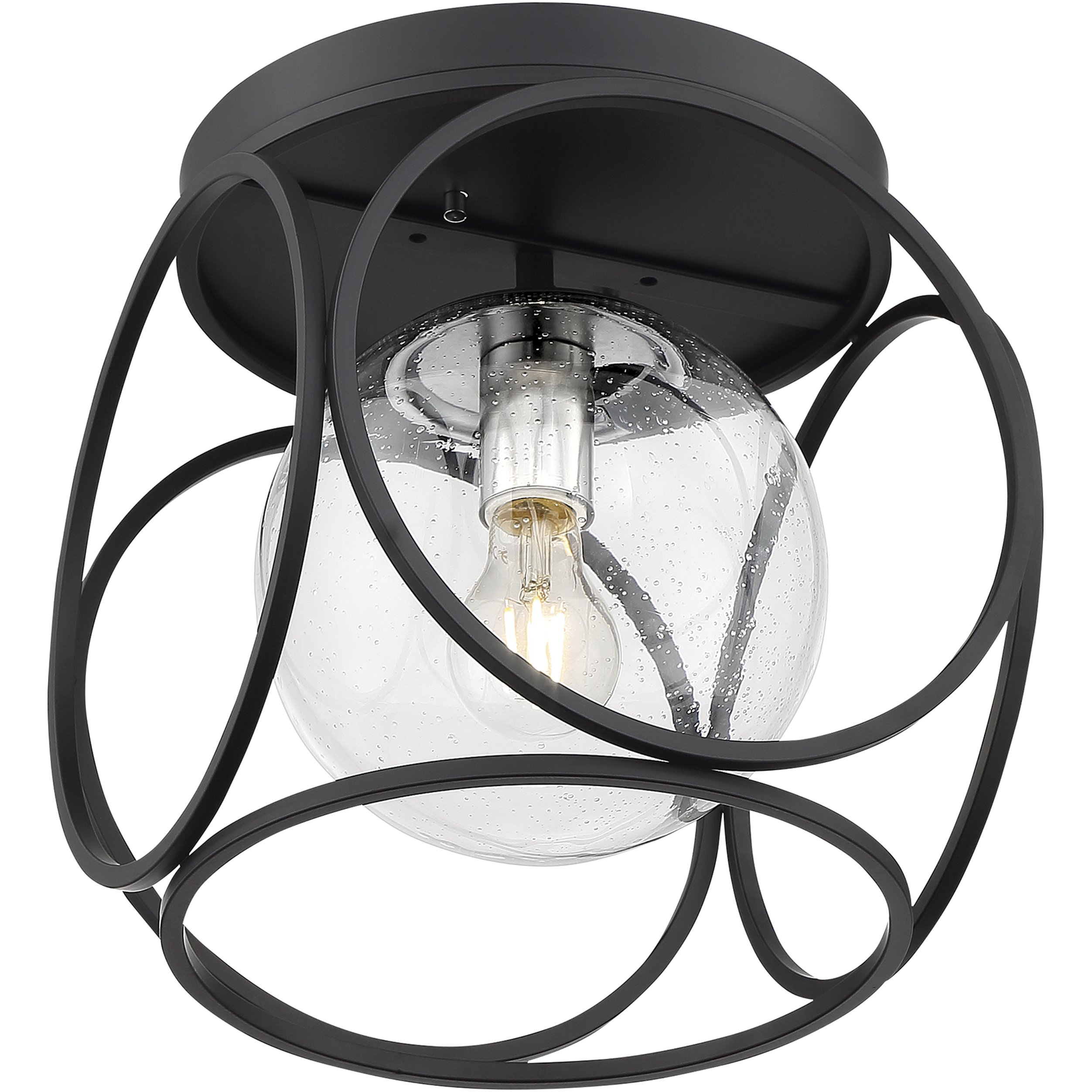 Aurora 1 Light 13 inch Black and Polished Nickel Flush Mount Fixture Ceiling Light