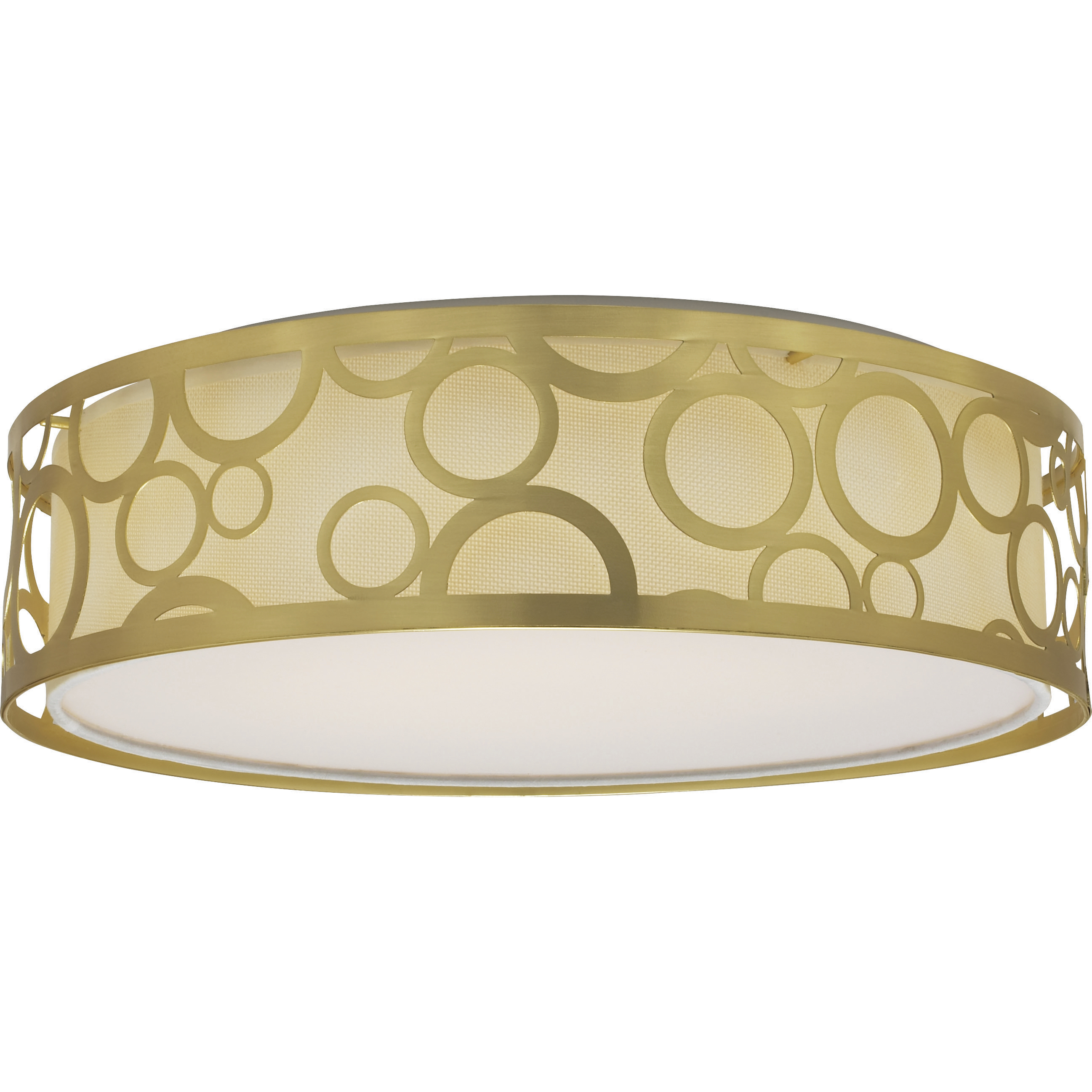 Filigree LED 15 inch Natural Brass Flush Mount Ceiling Light