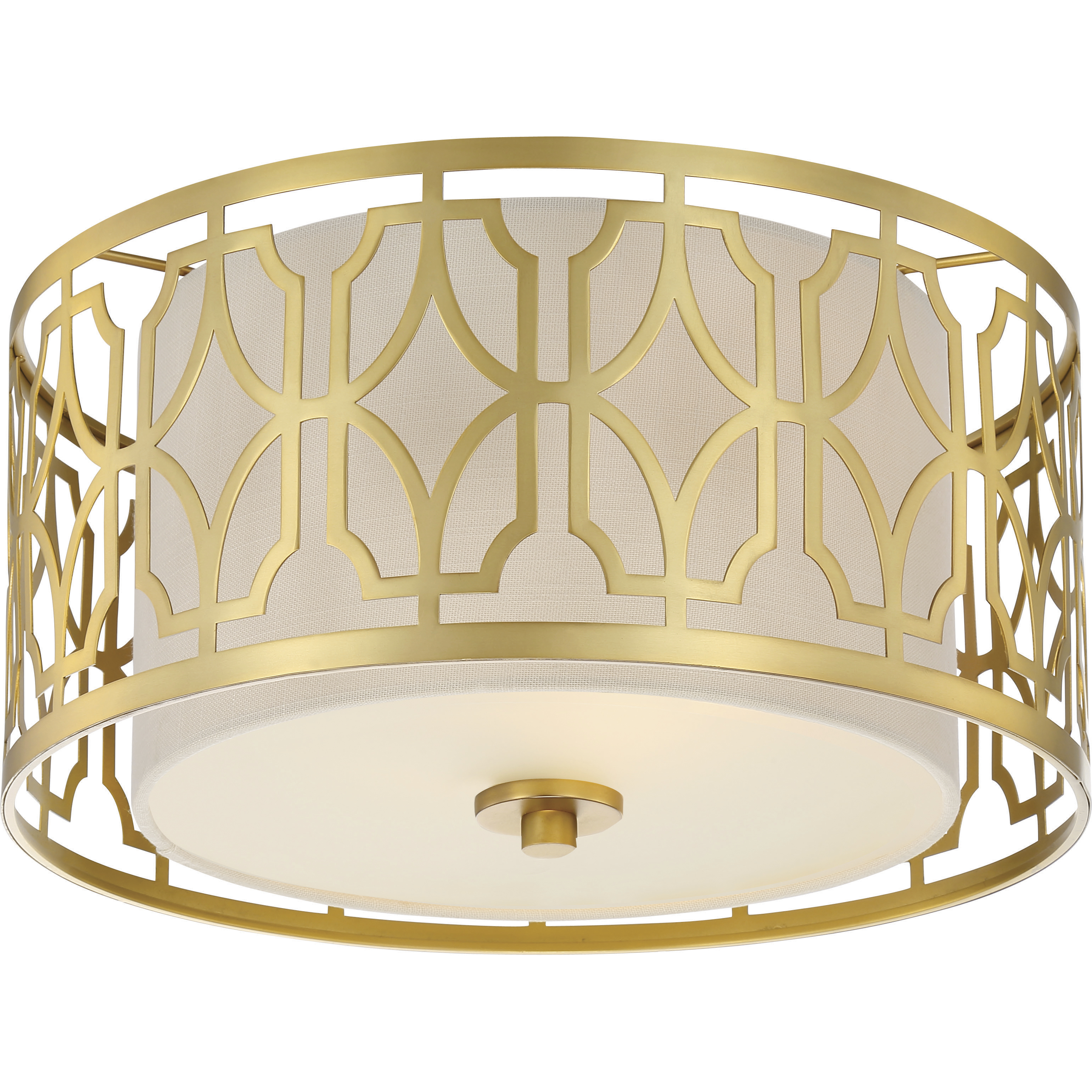 Filigree 2 Light 15 inch Natural Brass Flush Mount Ceiling Light