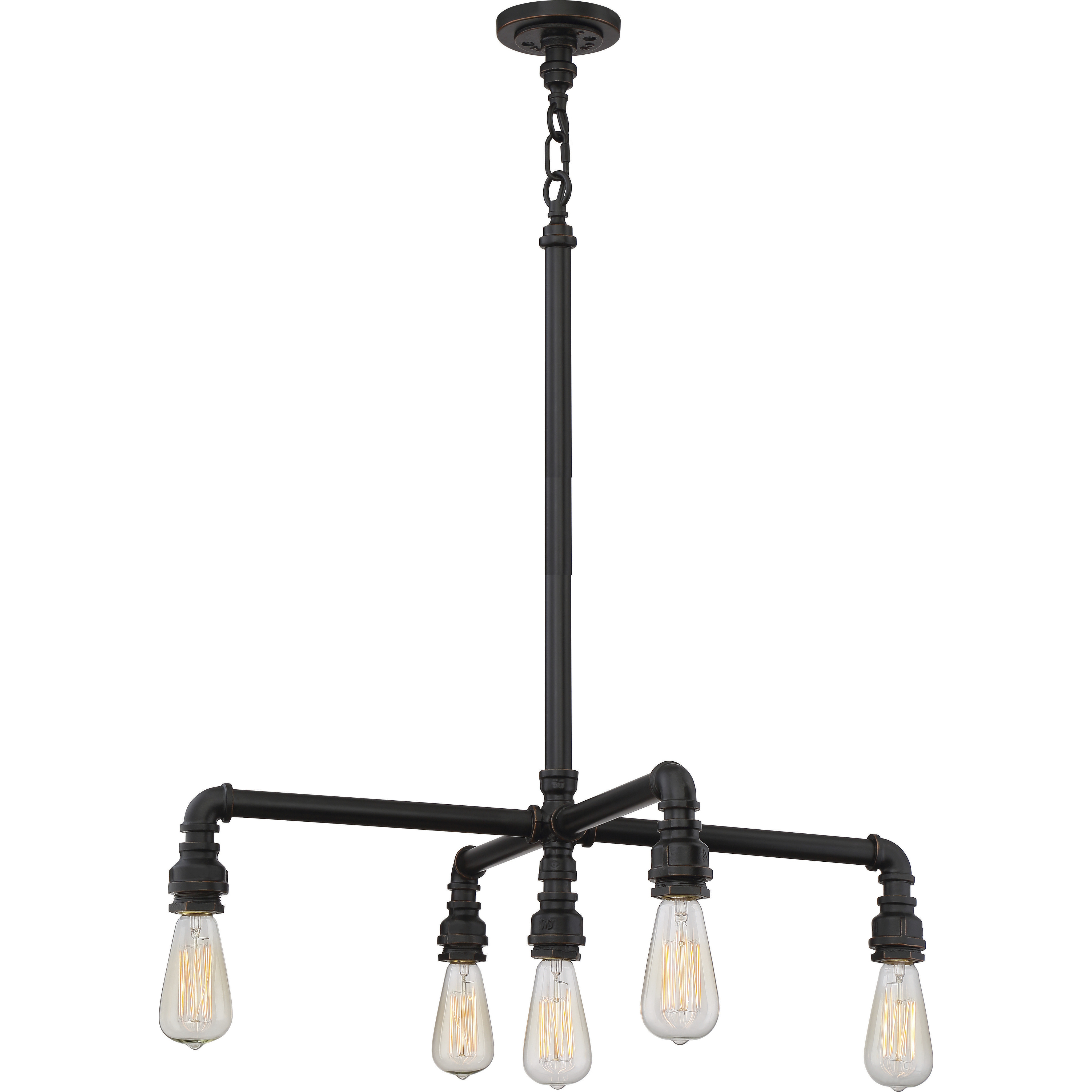 Iron 5 Light 27 inch Industrial Bronze Chandelier Ceiling Light