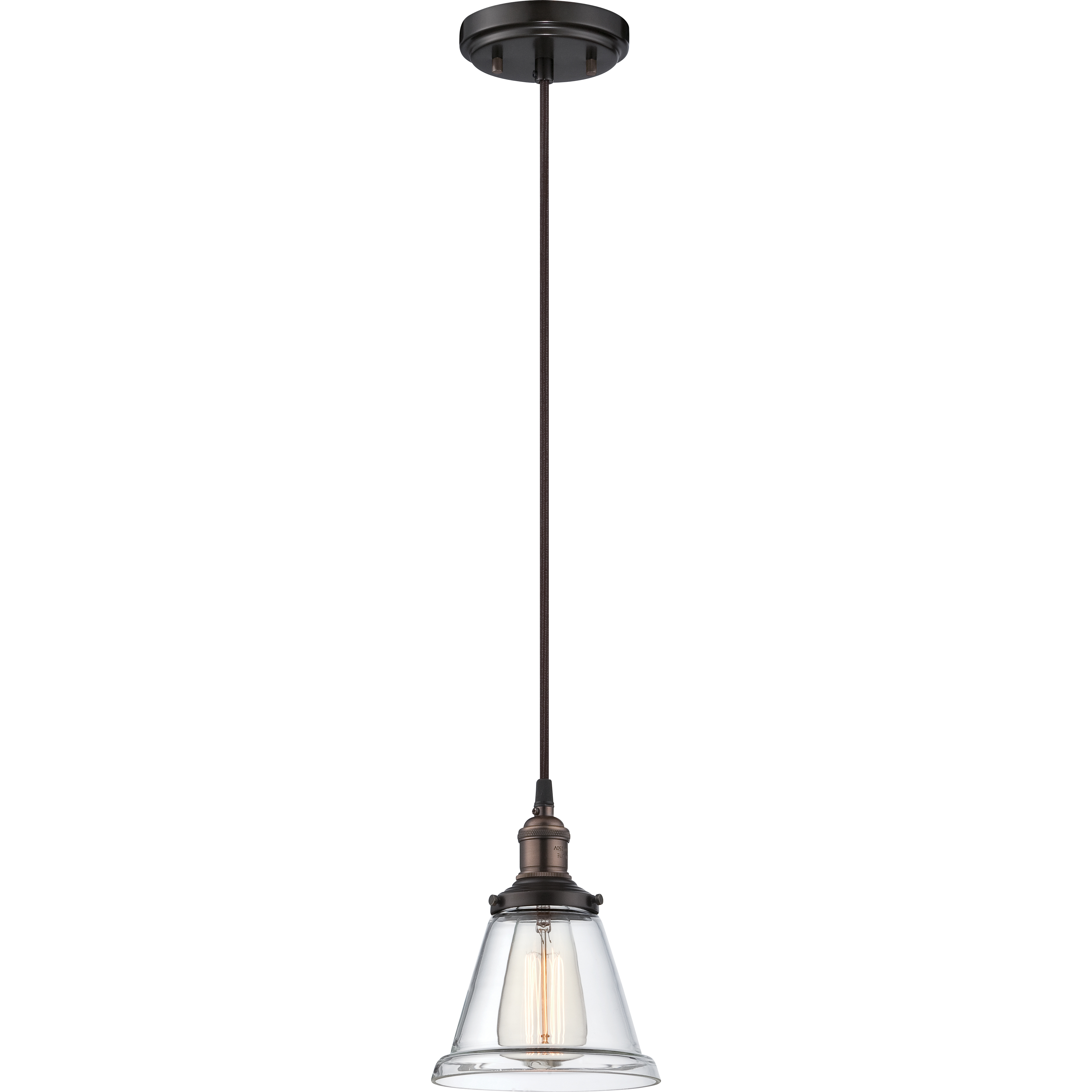 Vintage 1 Light 6.5 inch Rustic Bronze Pendant Ceiling Light