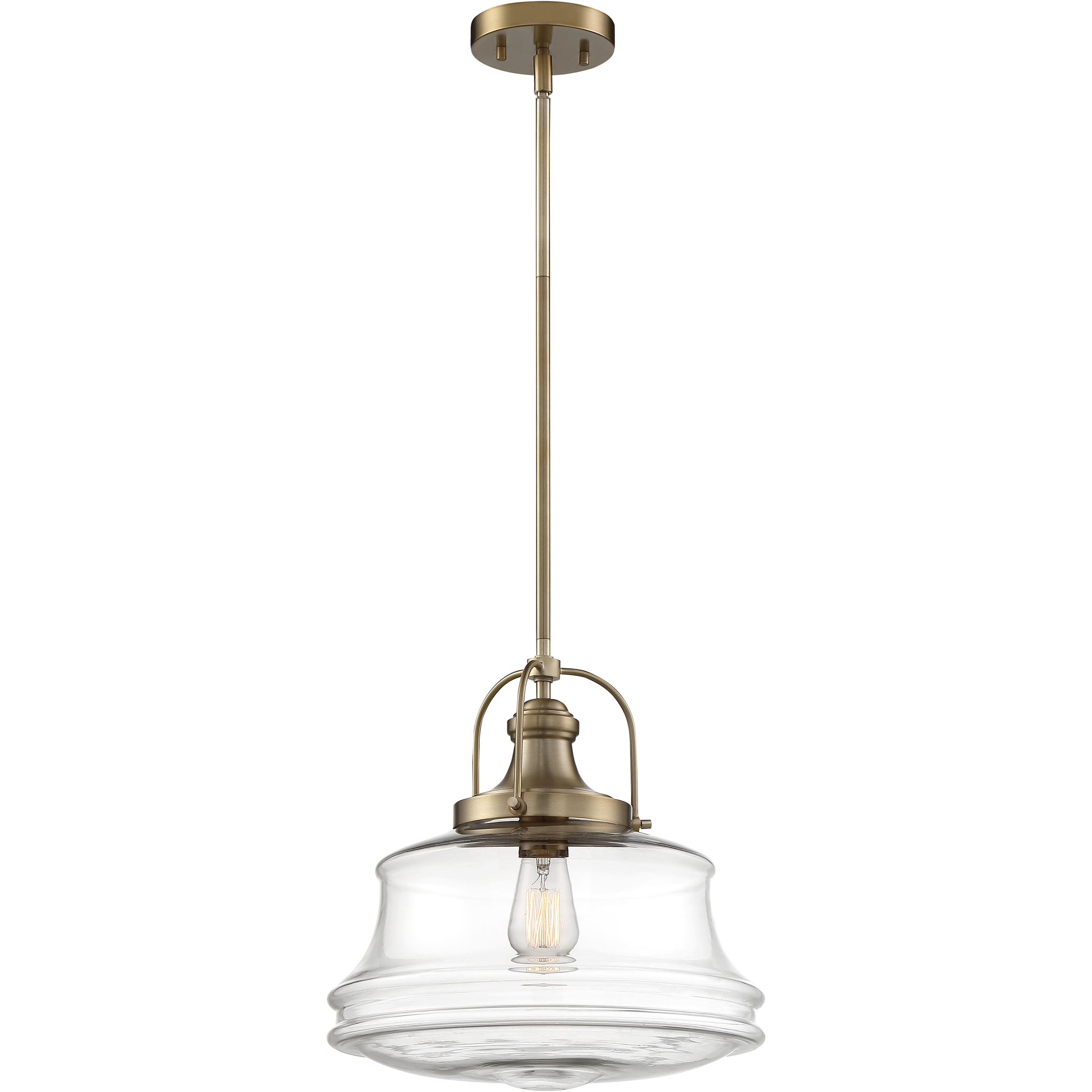 Basel 1 Light 13.75 inch Burnished Brass and Clear Pendant Ceiling Light