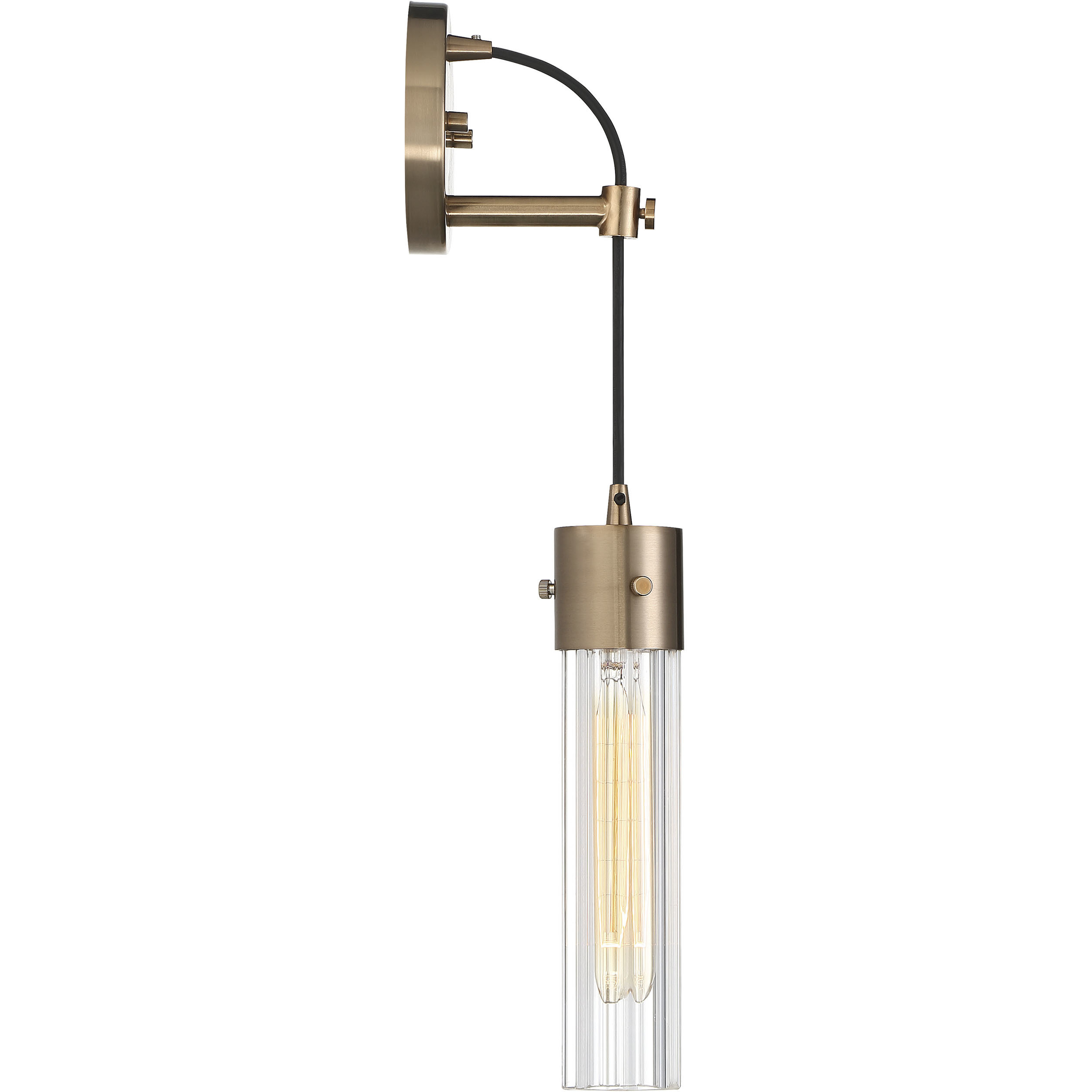 Eaves 1 Light 5 inch Copper Brushed Brass and Clear Ribbed Wall Sconce Wall Light