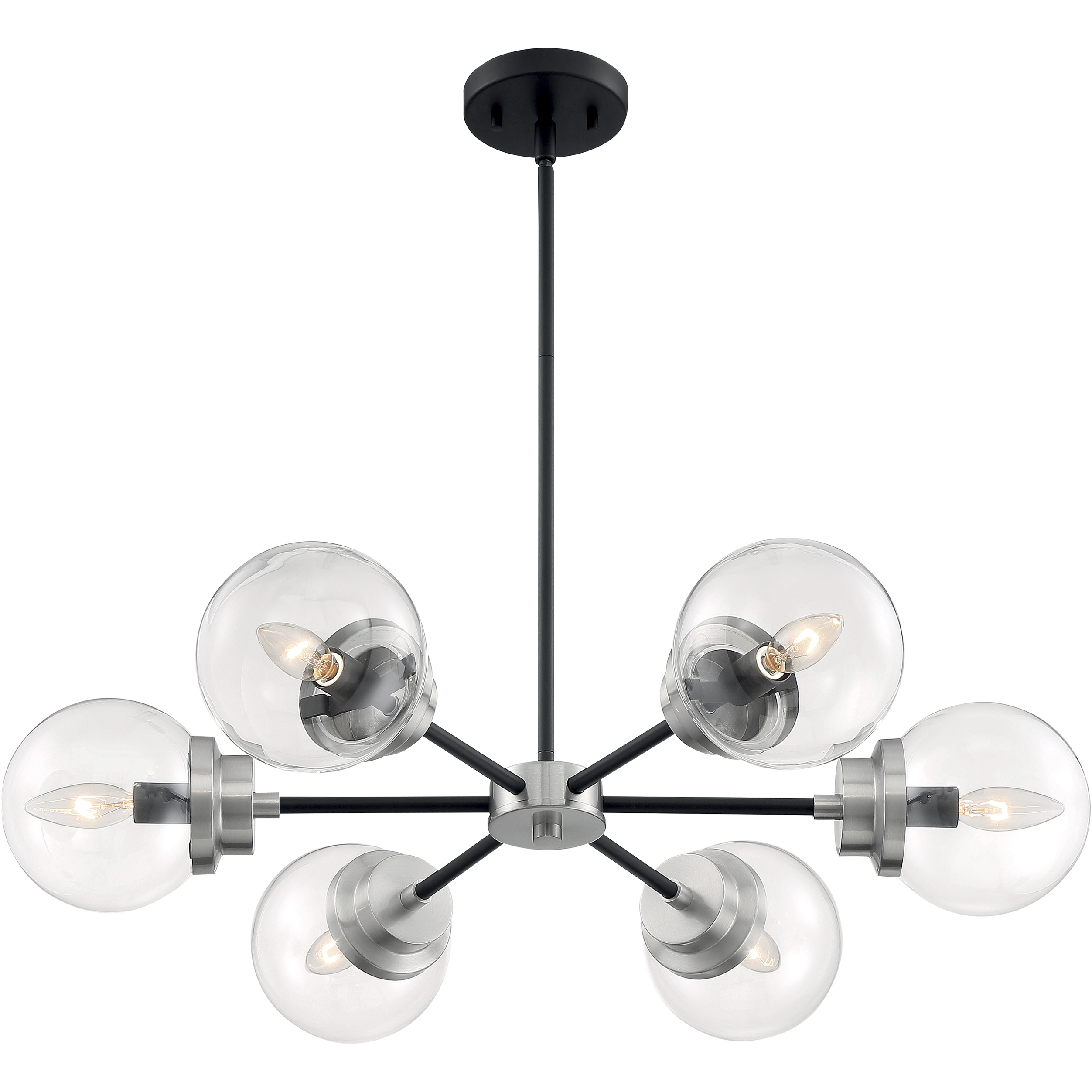 Axis 6 Light 29.63 inch Matte Black and Brushed Nickel Accents Chandelier Ceiling Light