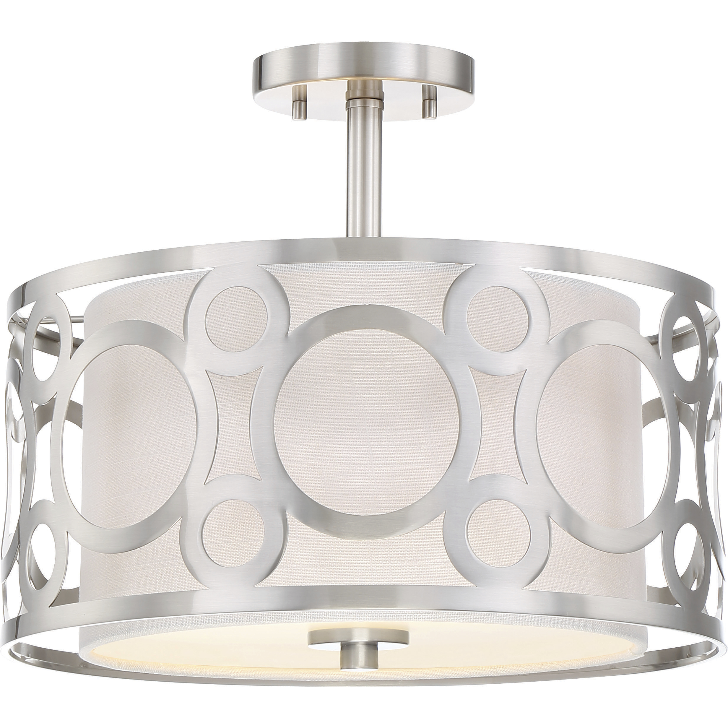 Filigree 2 Light 14.63 inch Brushed Nickel Semi Flush Mount Ceiling Light