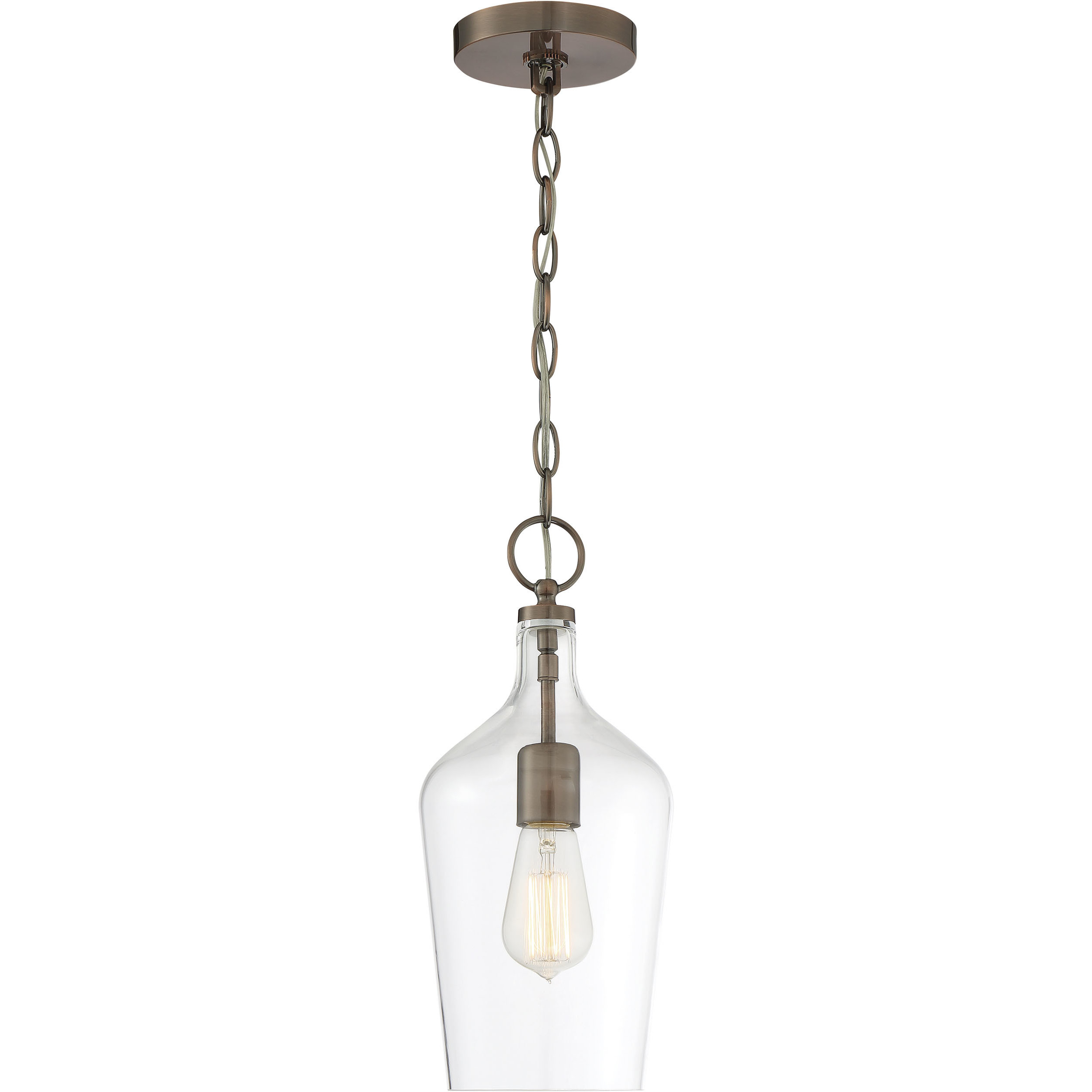 Hartley 1 Light 6.5 inch Antique Copper and Clear Pendant Ceiling Light