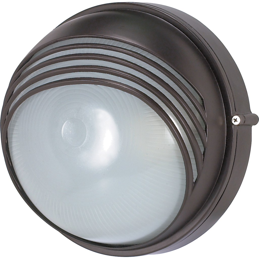 Brentwood 1 Light 8 inch Architectural Bronze Outdoor Bulk Head, Round Hood
