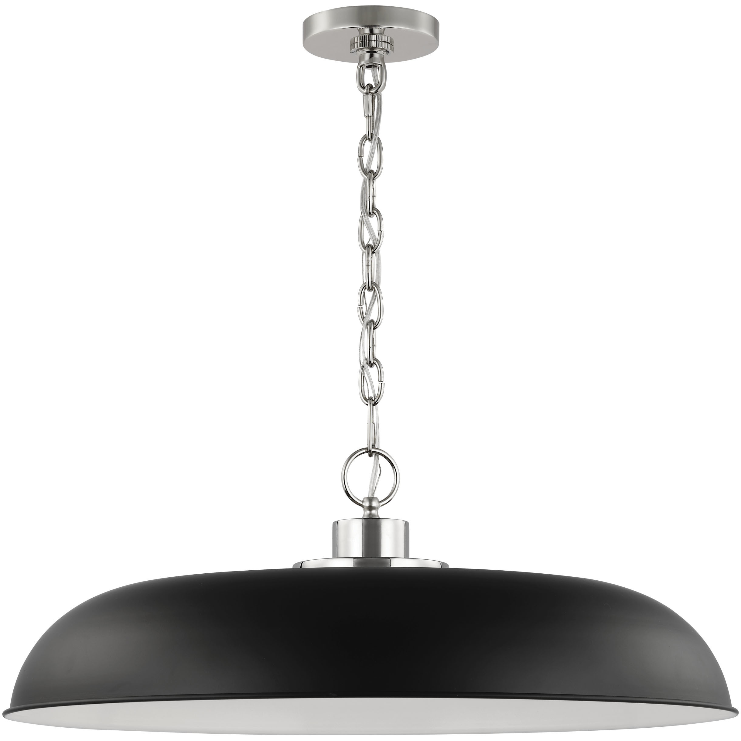 Black and chrome pendant light top