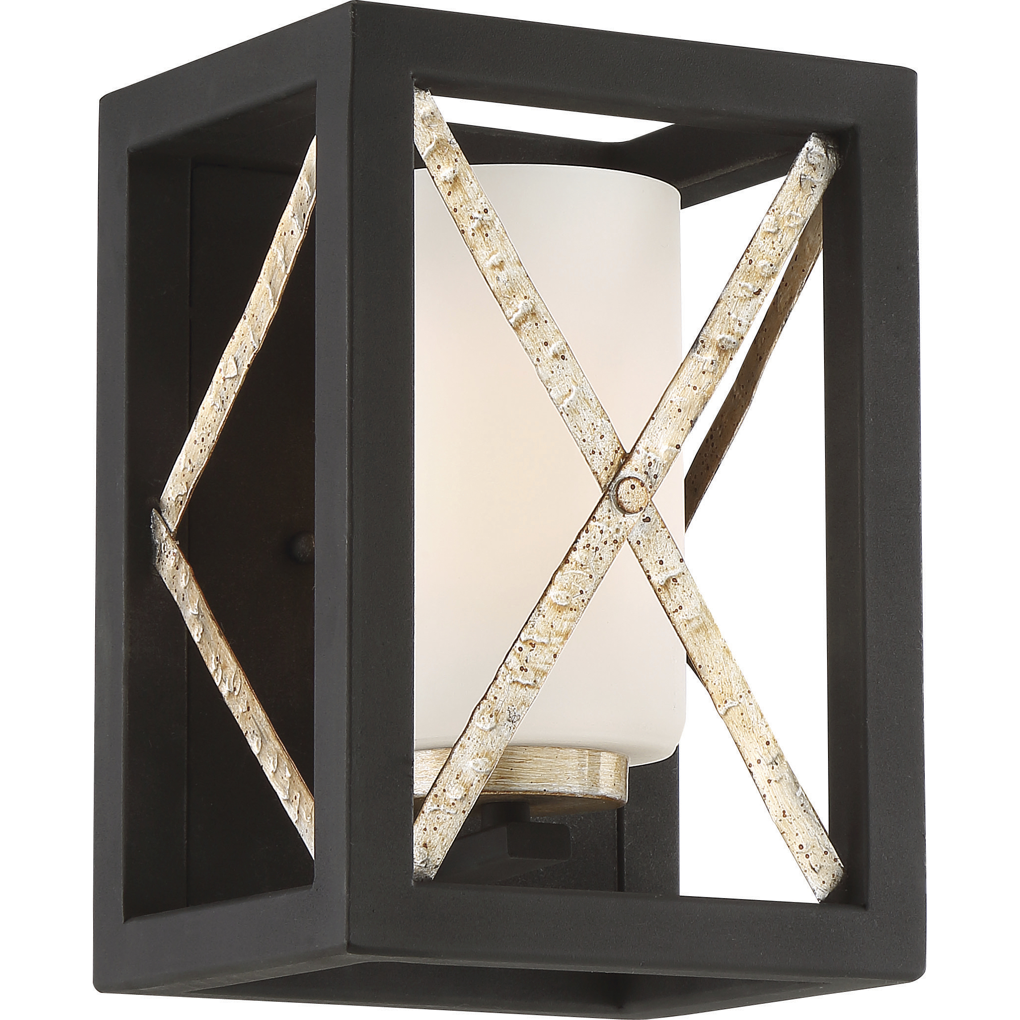 Boxer 1 Light 7 inch Matte Black and Antique Silver Accents Wall Sconce Wall Light