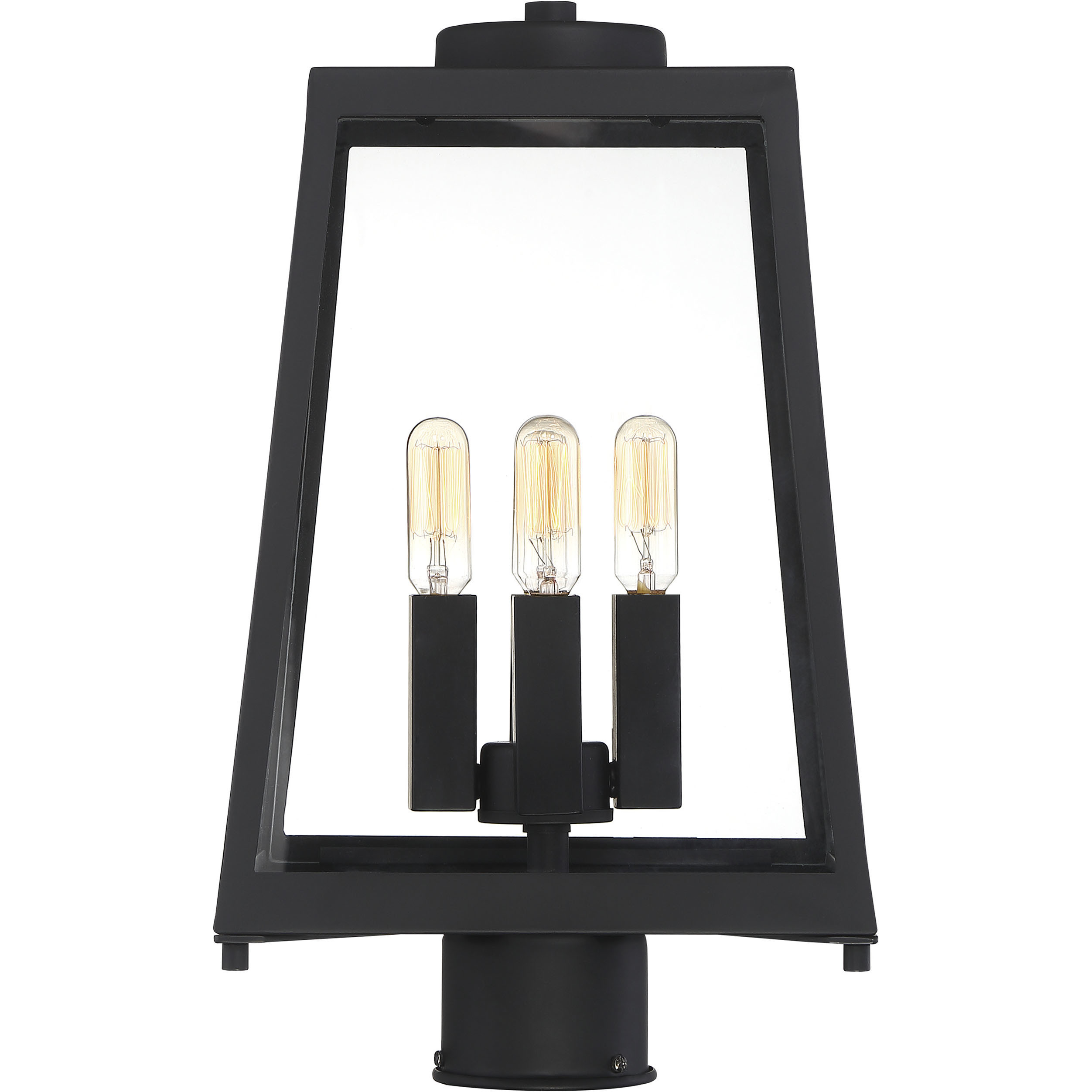 Halifax 4 Light 16 inch Matte Black and Glass Outdoor Post Lantern