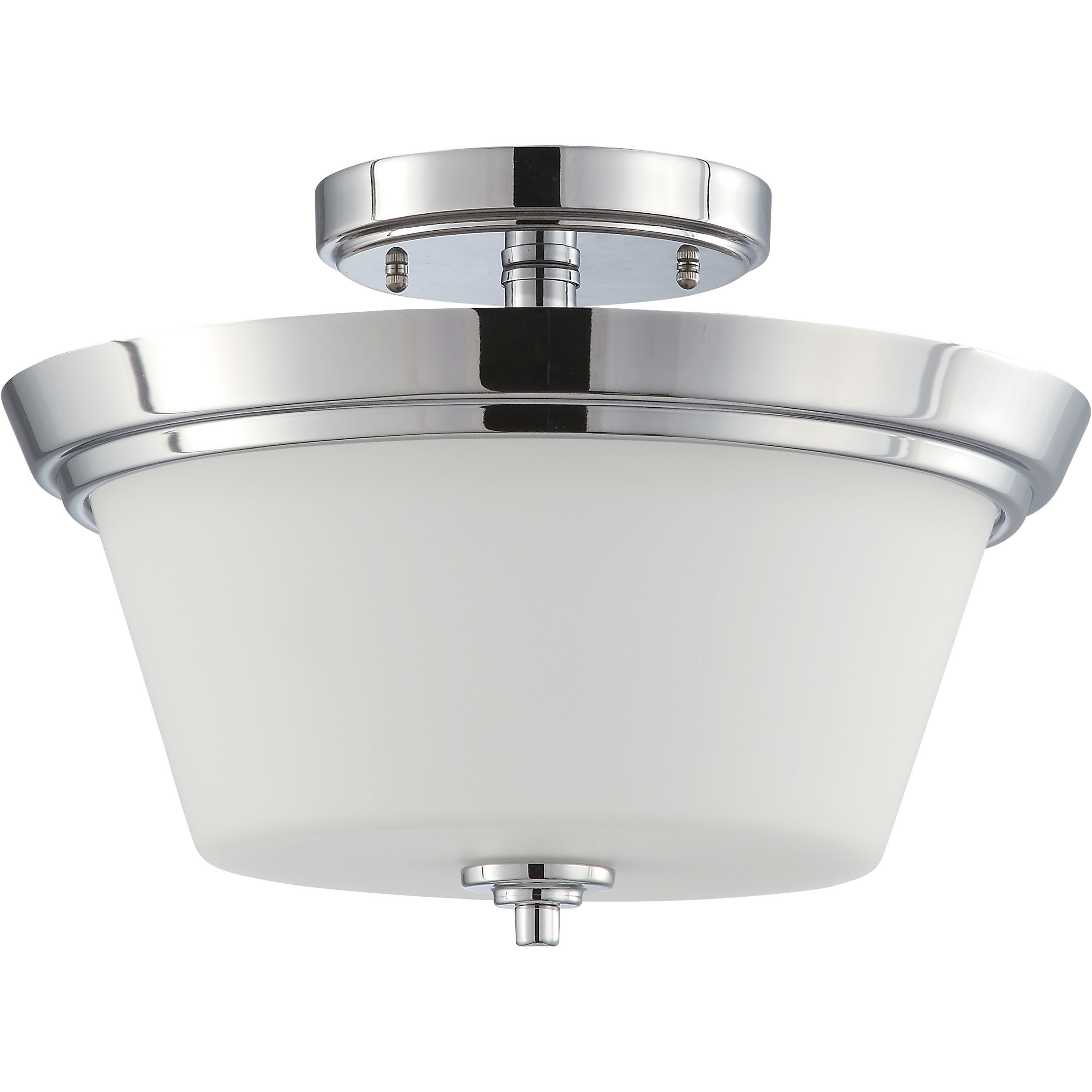 Bento 3 Light 13 inch Polished Chrome and Satin White Semi Flush Mount Ceiling Light