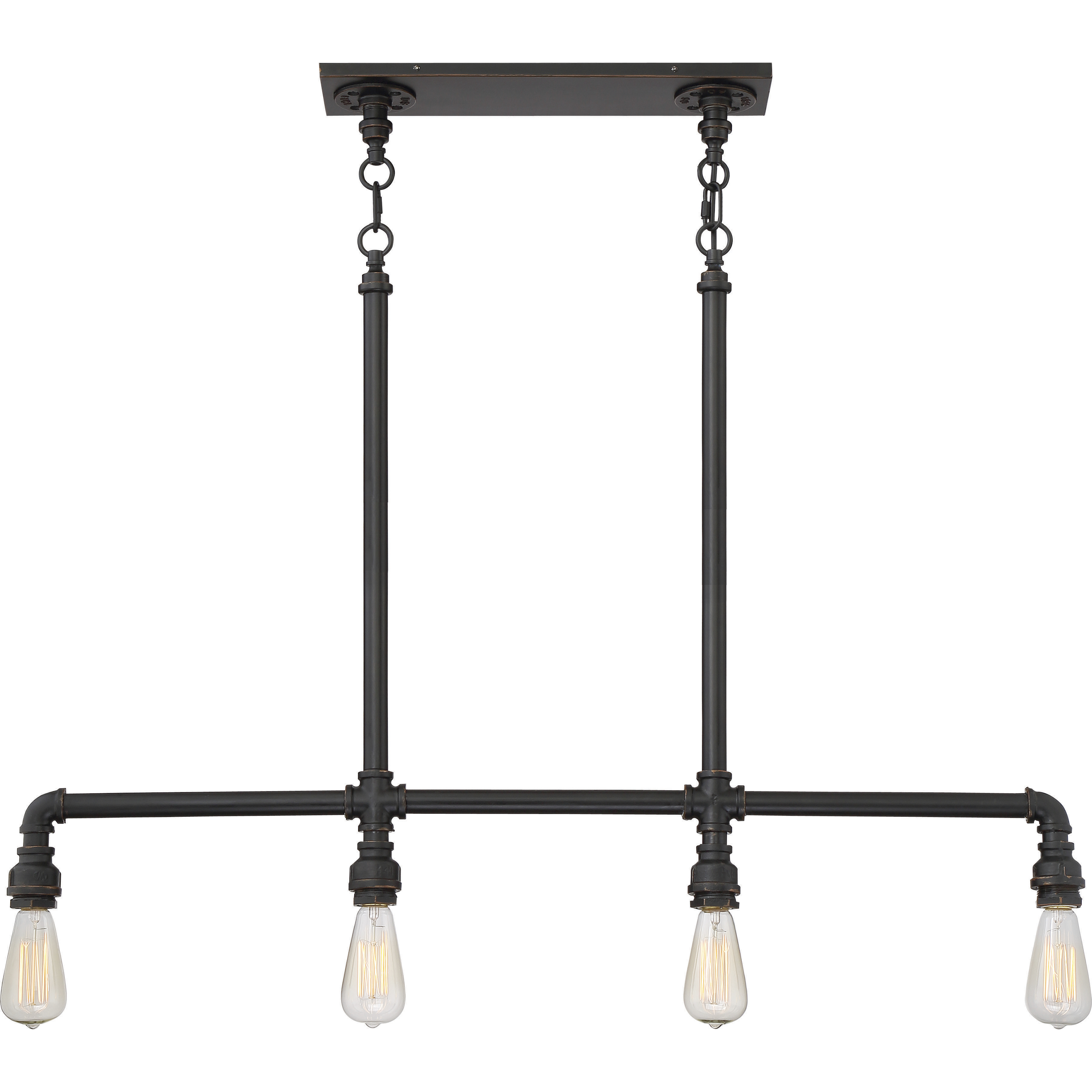 Iron 4 Light 34.5 inch Industrial Bronze Pendant Ceiling Light