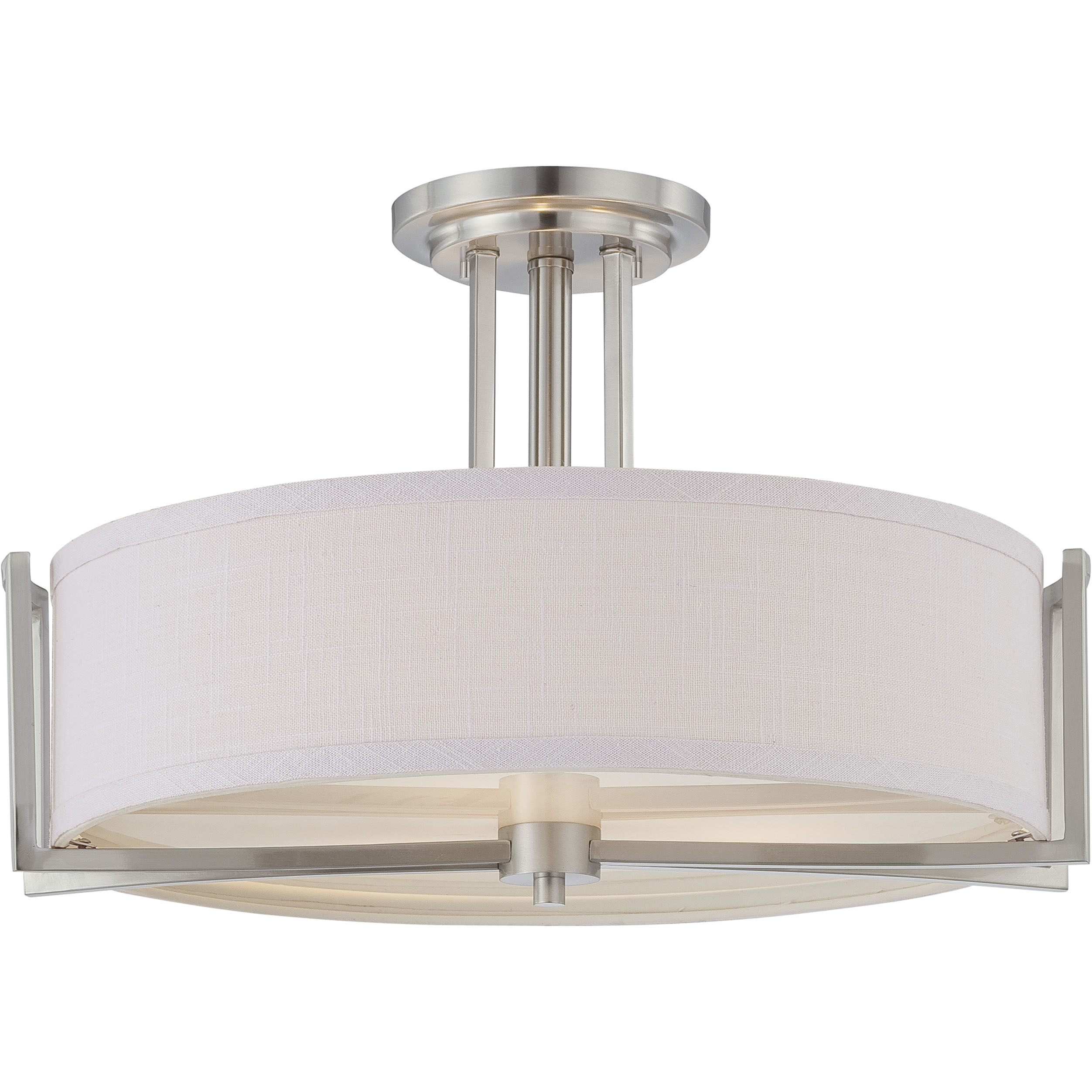 nuvo lighting Gemini 3 Light 18 inch Brushed Nickel Semi Flush Mount  Ceiling Light New Arrivals, image size:2504x2504
