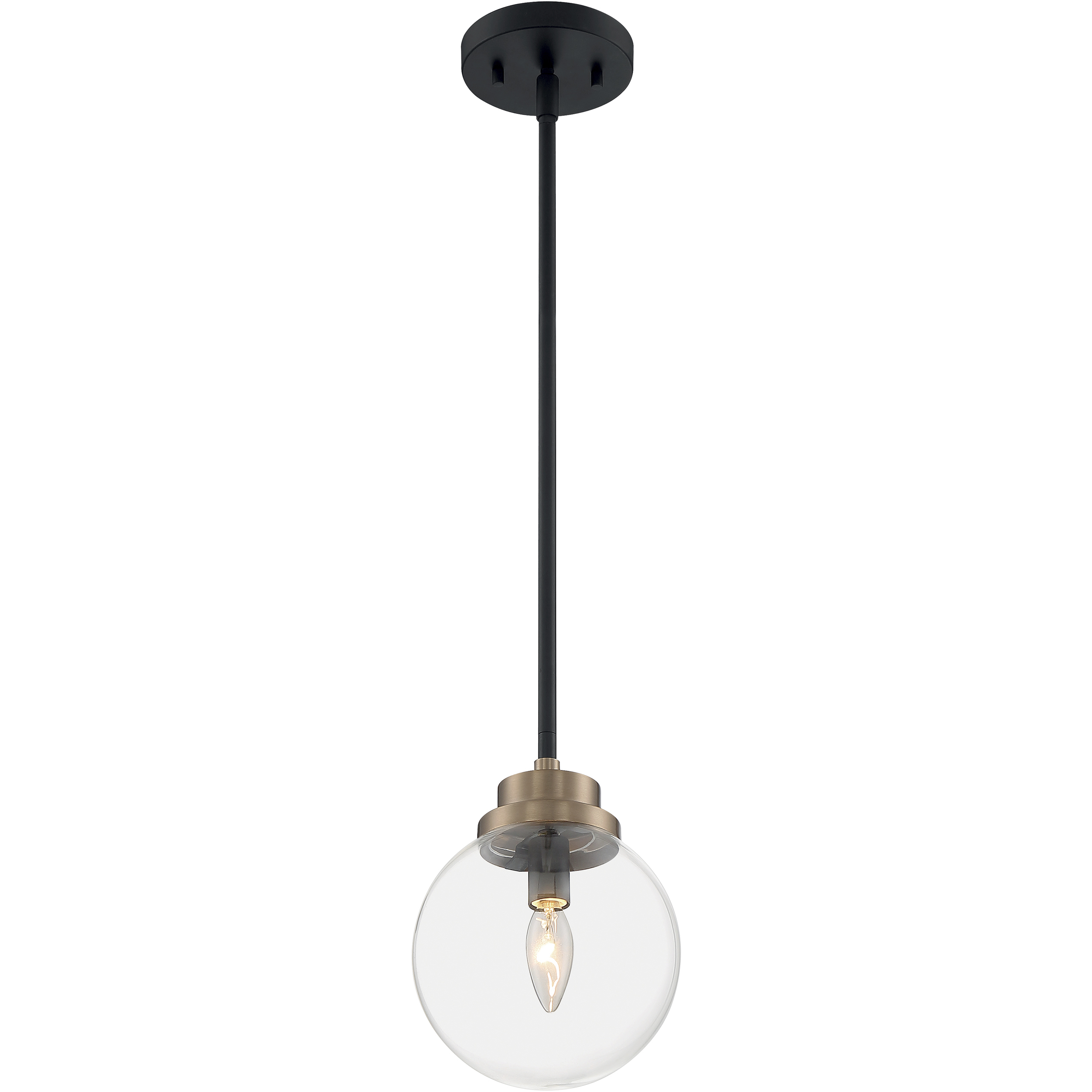 Axis 1 Light 7.75 inch Matte Black and Brass Accents Pendant Ceiling Light