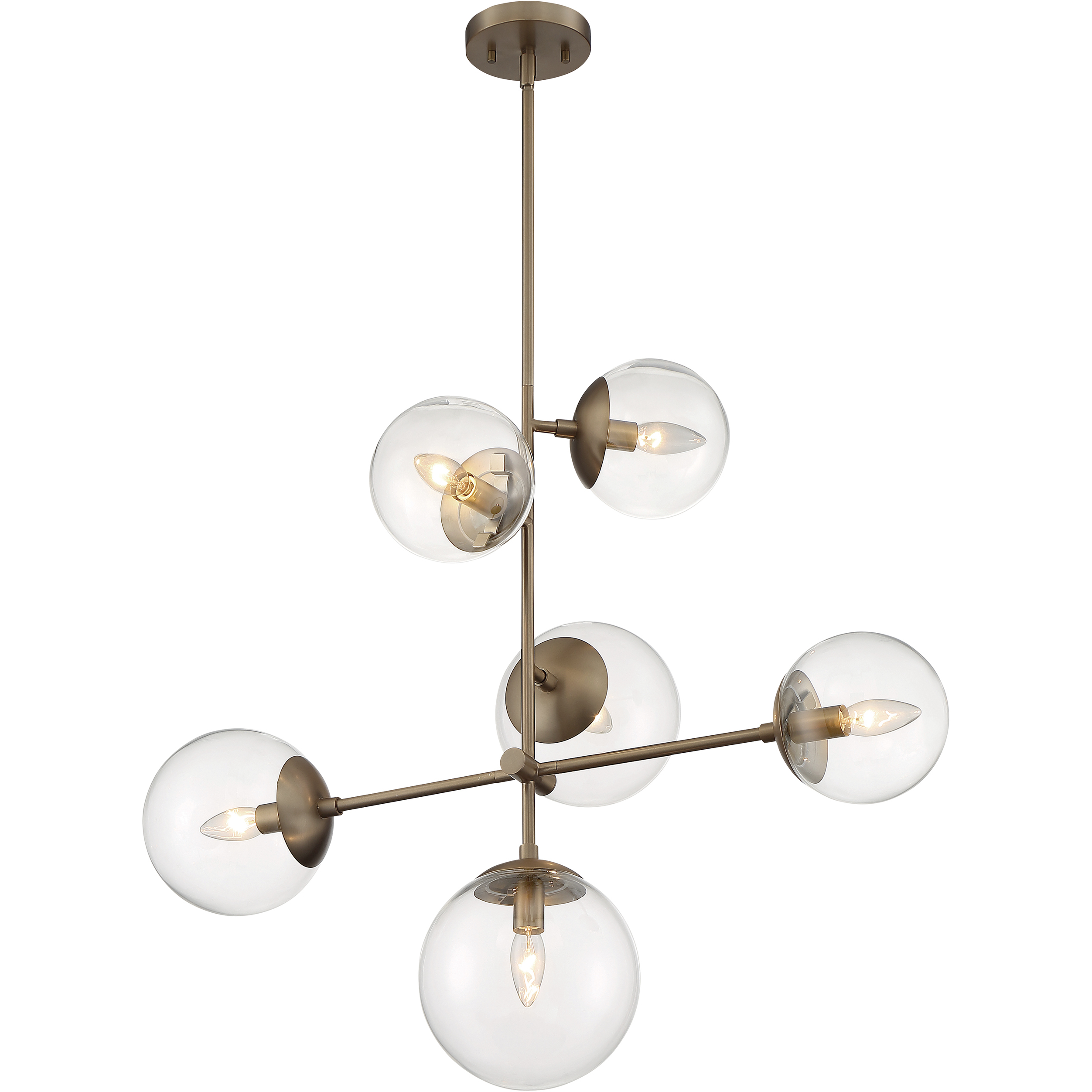 Nuvo 60 7125 Sky 6 Light 16 inch Burnished Brass Pendant Ceiling Light