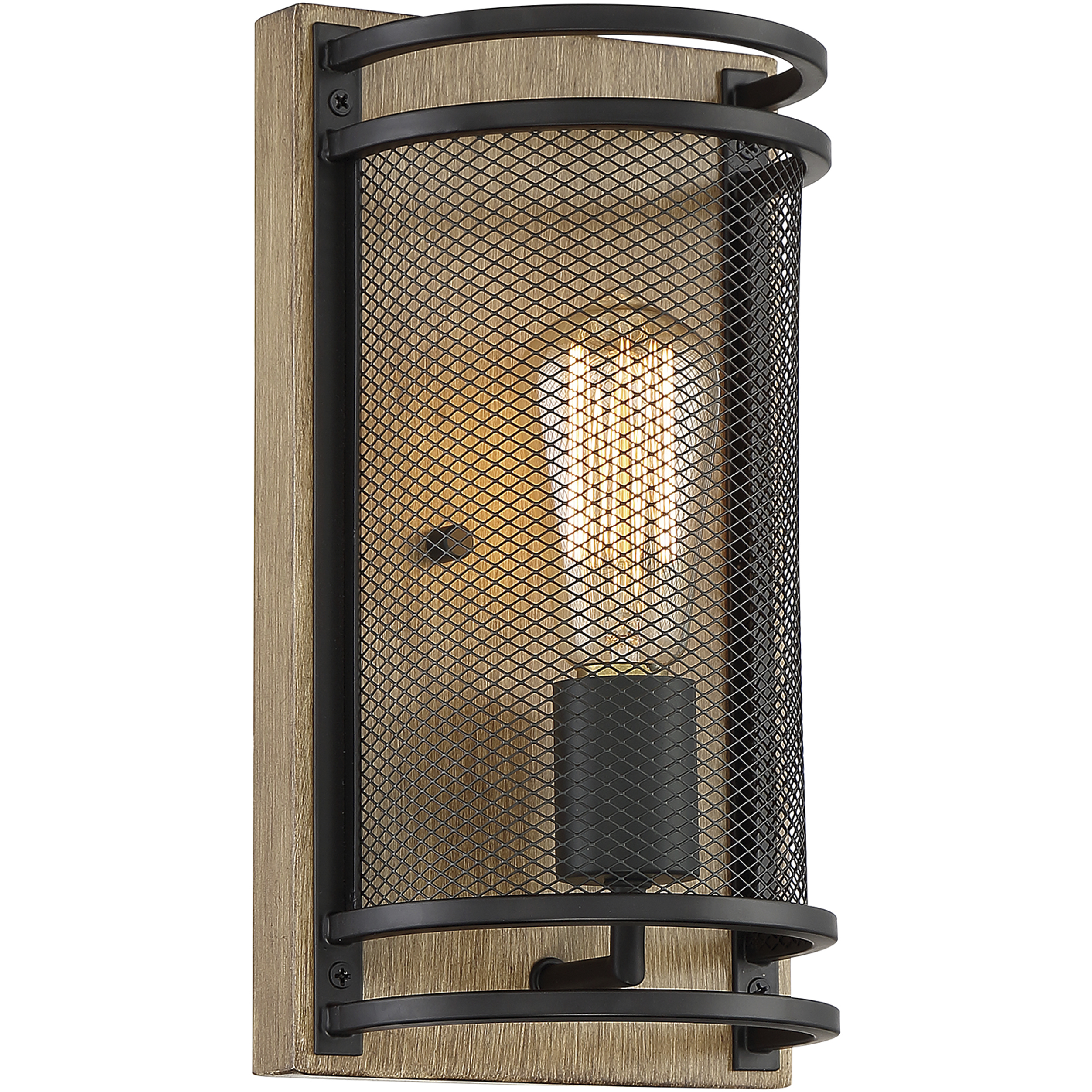 Atelier 1 Light 6.25 inch Black and Honey Wood Vanity Light Wall Light