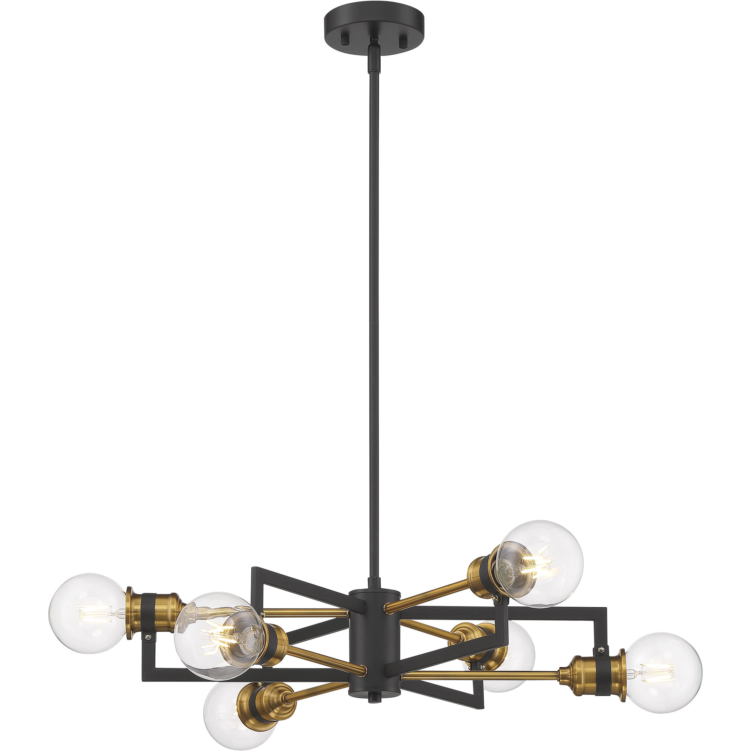 Intention 6 Light 23.5 inch Warm Brass and Black Chandelier Ceiling Light