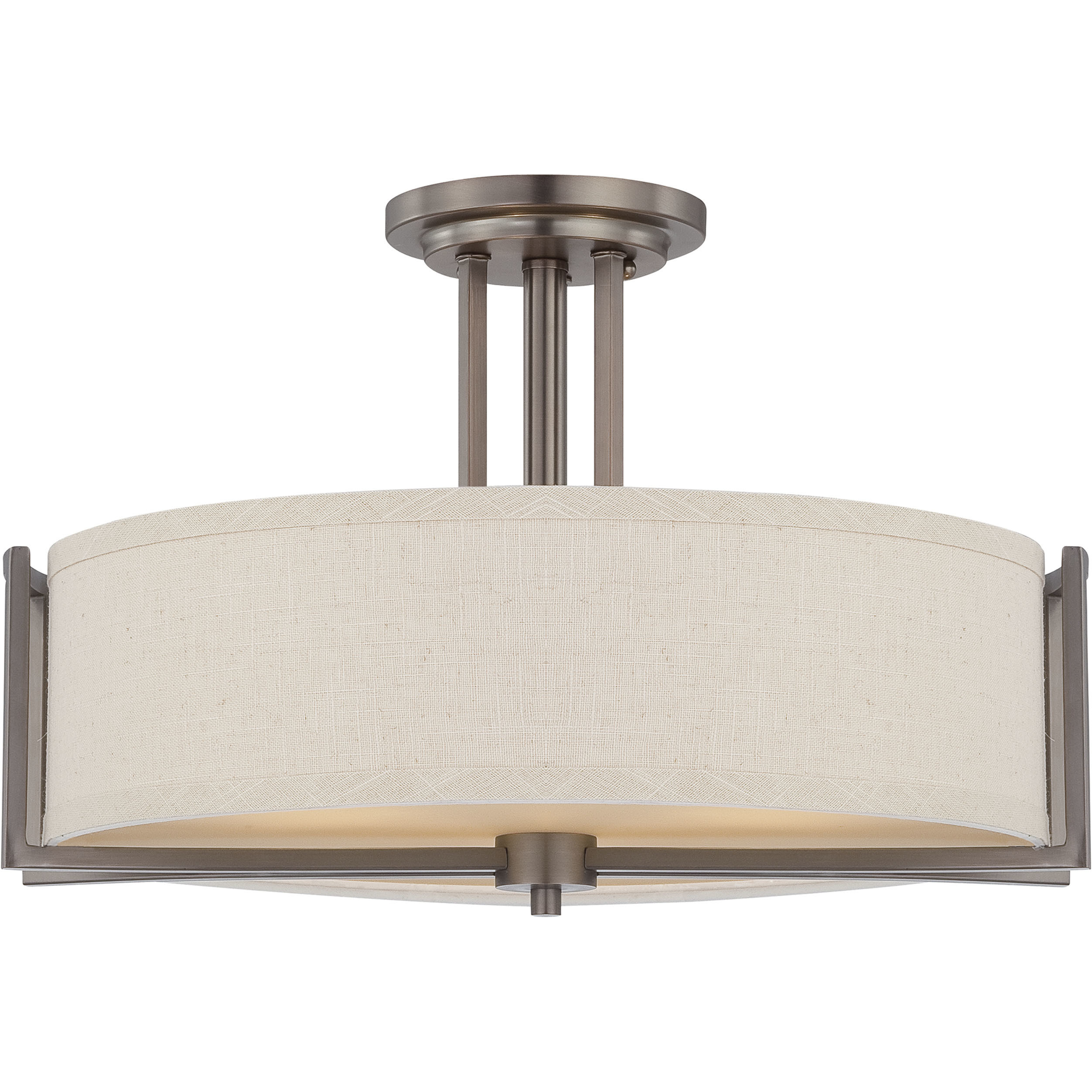 Gemini 3 Light 18.38 inch Hazel Bronze and Khaki Semi Flush Mount Ceiling Light